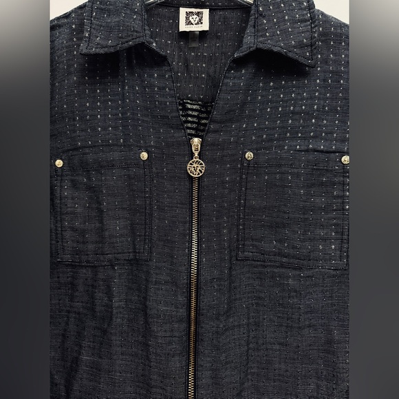 Anne Klein Dark Blue Patterned Jacket - Picture 7 of 14